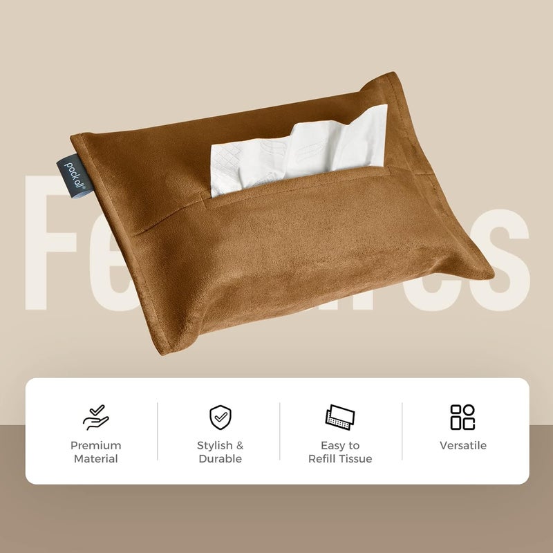 pack all Car Tissue Holder, Premium Microsuede Sun Visor Napkin Dispenser, Wipes Case for Backseat, Vehicle Accessories (Mocha Brown) - Image 2
